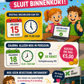 Digitale inschrijving sluit volgende week!