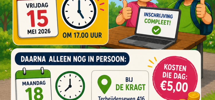 Digitale inschrijving sluit volgende week! Digitale inschrijving sluit volgende week!